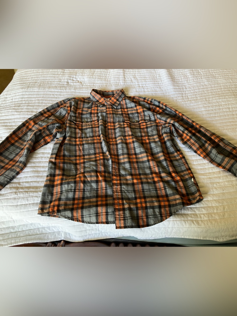 Magellan Outdoors Orange and Gray Plaid A-Line Skirt